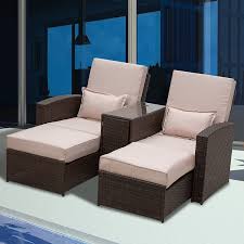 Outsunny 2 Seater Rattan Sun Lounger