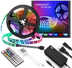 Amazon Com Supernight Rgb Light Strip Kit 16 4ft 300leds Non Waterproof Rope Lighting With 12v 5a Power Adapter And Remote Controller Dimmer For Bedroom Tv Blacklighting Halloween Christmas Rgb Home Improvement