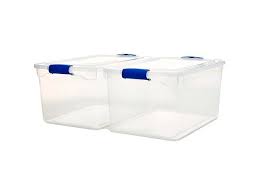 They have extra large carry handles for easy portability. Homz 66 Quart Heavy Duty Modular Stackable Storage Containers Clear 2 Pack Newegg Com