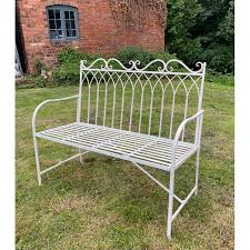 Cream Garden Bench Seat Chair Iron