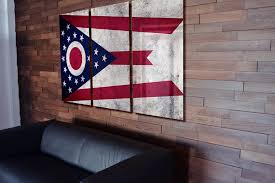 Triptych Ohio State Flag Hanging Rustic