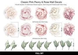 Classic Pink Peony Rose Wall Decals