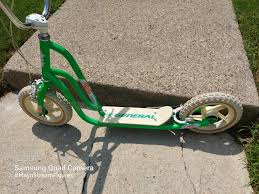 green bmx scooter old bike