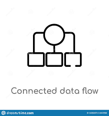 Outline Connected Data Flow Chart Vector Icon Isolated