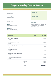 carpet cleaning service invoice