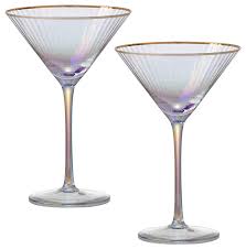 iridescent multi color martini glass