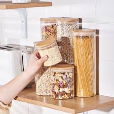 storage canister jar with bamboo lid