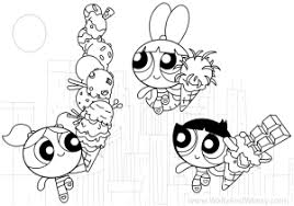 Powerpuff girls3 printable coloring page. Watch Wally And Weezy Color The Powerpuff Girls With Ice Cream