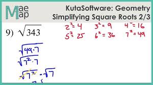 Simplify Square Roots Worksheet