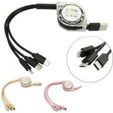 3 In 1 Multi Retractable Charging Cable Cord Type C Micro Usb Lightning 8 Pin Ebay