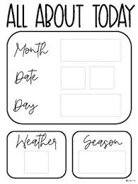 All About Today Circle Time Calendar Board Chart Printable