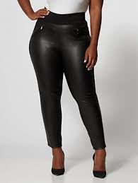 Good Form Faux Leather Zip Ponte Pants Fashion To Figure