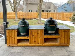 Large big green egg table. Double Big Green Egg Table Plans Seared And Smoked