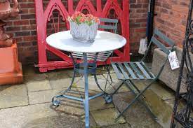 Garden Bistro Set With Zinc Top Table