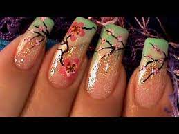 cherry blossom sakura tree nail art