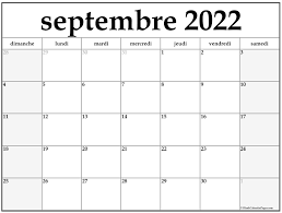 septembre 2022 calendrier imprimable | Calendrier gratuit