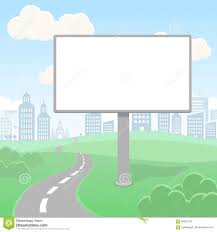 Blank Empty Vector Billboard Screen And Urban Landscape For