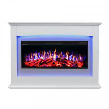 White Wall Mounted Electric Fire Suite