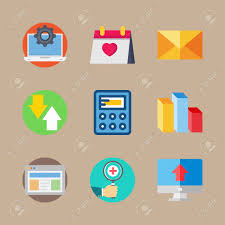 Icon Set About Marketing With Browser Medical Loupe And Chart