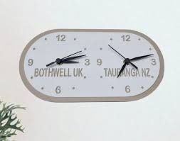 Buy Bespoke Oval Two Time Zone Clocks