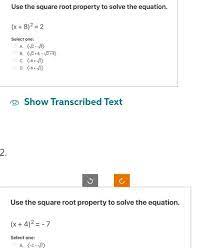 2 Use The Square Root Property To Solve