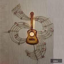 Iron Wire Guitar Wall Decor With Led