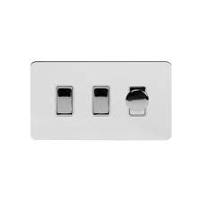 Dewenwils dimmer switch for led lights/cfl/incandescent, 3 way/single pole in wall light dimmer with decorative cover plate, white, 2 pack, ul listed 4.3 out of 5 stars 50 $16.99 $ 16. Soho Lighting Polished Chrome Flat Plate 3 Gang Light Switch With 1 Dimmer The Soho Lighting Company Soho Lighting