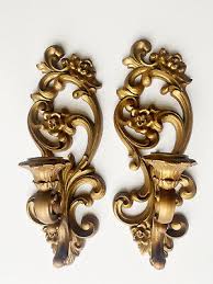 Vintage Homco Gold Ornate Wall Sconce