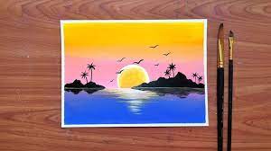 Simple Sunset Scenery Painting For