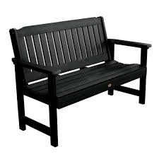 Ornate elegance with a wrought iron garden bench, classic and natural simplicity with wood, or fresh. Highwood Lehigh 60 In 2 Person Black Recycled Plastic Outdoor Garden Bench Ad Benw1 Bke The Home Depot