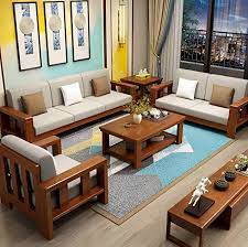 wooden sofa set 6 seater for living