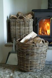 Round Wicker Firewood Basket Fireplace