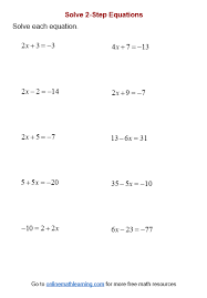 Two Step Equation Worksheets Printable