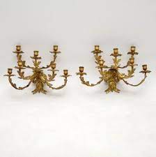 Bronze iron loop wall sconce with hammered globe, set of 2. Antique Gilt Bronze Wall Sconce Candleholders Set Of 2 Bei Pamono Kaufen