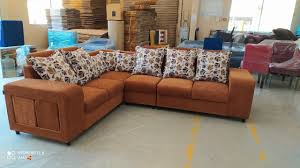 modern brown 6 seater l shape sofa set
