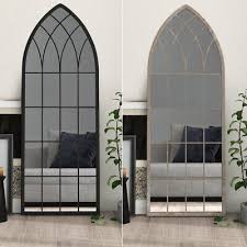 Large Arched Metal Window Wall Mirror