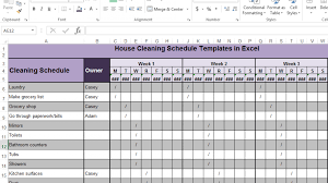 house cleaning schedule templates in