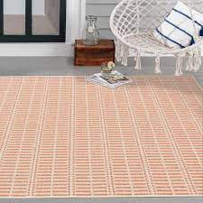 clyde peach striped outdoor area rug 5x7