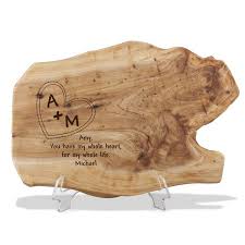 engraved wood root plaque for couples