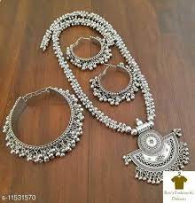 heavy oxidised silver full jewellery set