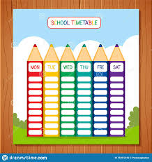 School Timetable Template A Weekly Curriculum Design Stock