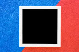 White Border Frame On Dual Blue And Red Background Photo
