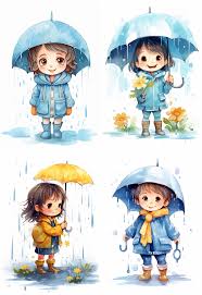 cute rainy season character