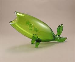 Lot Blenko Glass Green Fish Vase 17 L