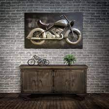 Large Vintage Motorcycle 3d Metal Wall