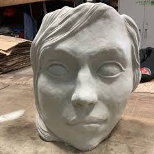 Moana Girl Face Statue Concrete