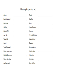 Sample Lists Of Expense 10 Examples In Word Pdf