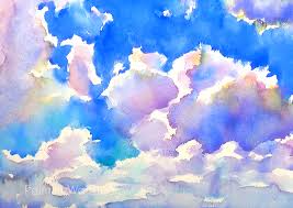 Blue Sky Sketching Watercolor Painting