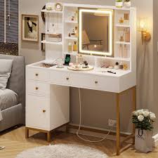 aogllati vanity desk with lighted