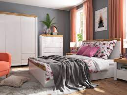 What kind of furniture is in the bed warehouse? Modern European King Size 5 Piece Bedroom Furniture Set White Gloss Oak Scandinavian Style Impact Furniture